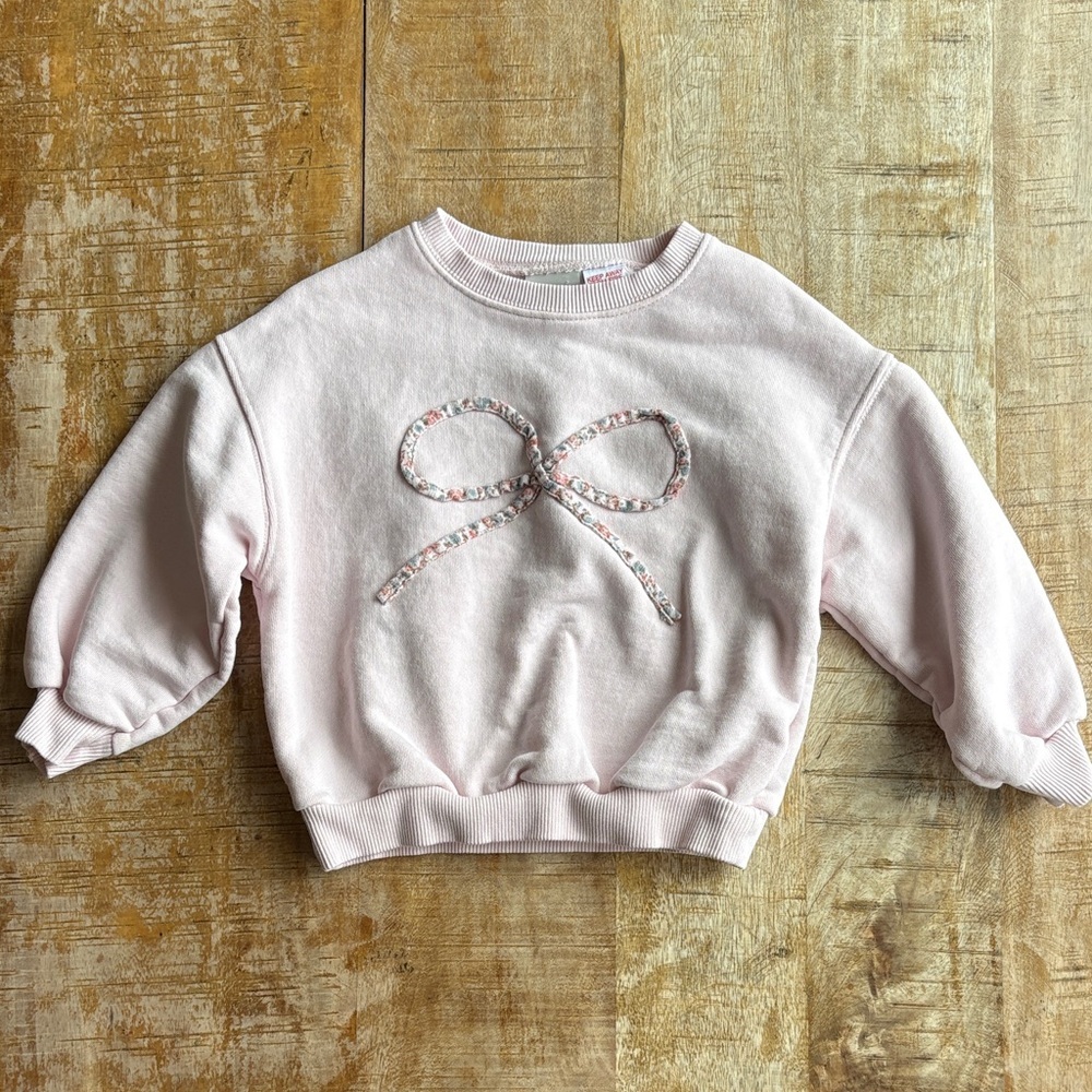 Zara Girls Pink Bow Sweatshirt 3yr - Picture 1 of 4